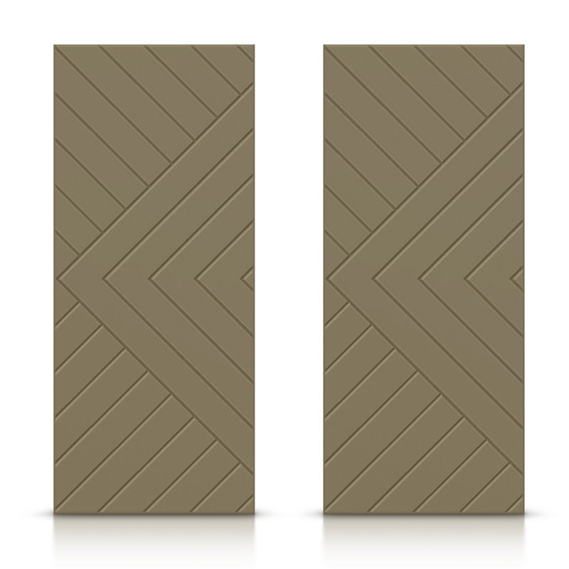 Portes de placard coulissantes à panneaux en bois manufacturé, Vert olive, 84 po x 96 po