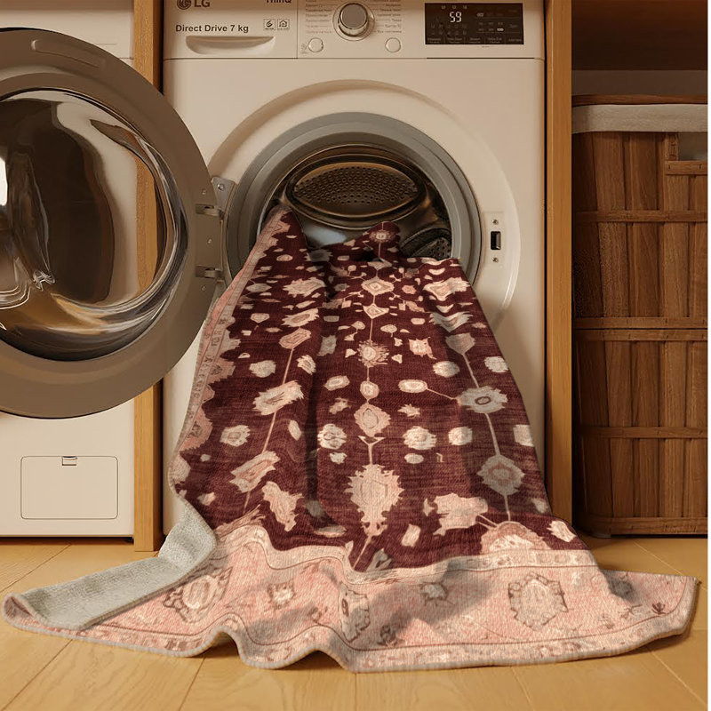 Tapis brun lavable à la machine, Rectangle 5 pi x 7 pi