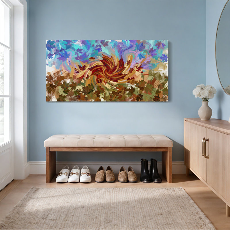 «Abstract Autumn Leaves», ensemble de 1 reproduction d'art sur toile tendue sur toile, H 24 po x l 48 po
