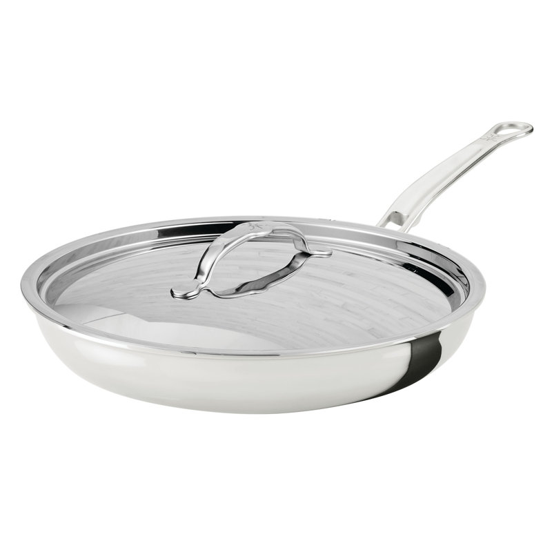 Poêle en acier inoxydable poli avec couvercle 11 po Hestan