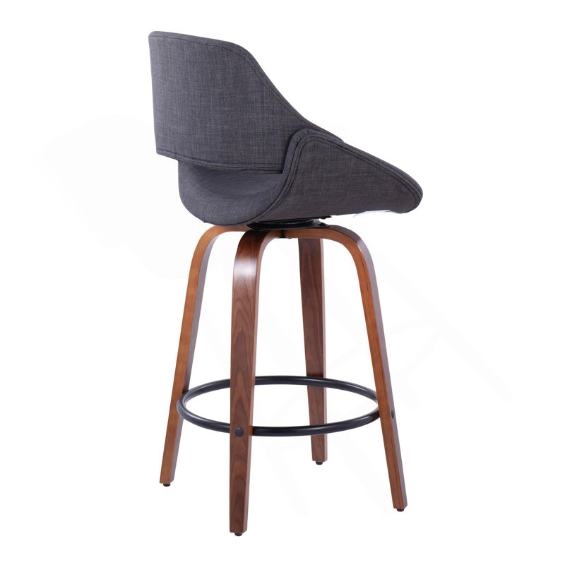 Tabouret de comptoir de hauteur fixe Mid-Century moderne en bois de noyer et gris anthracite Fabrico par Lumisource, ensemble de 2