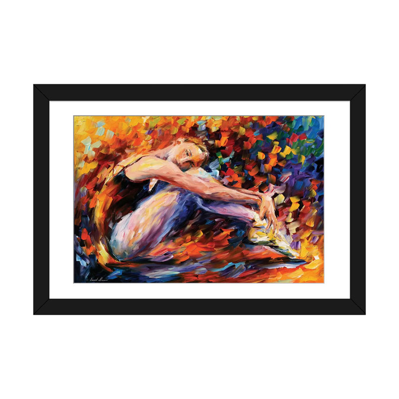 « resting ballerine », art mural sur toile tendue, Papier d'art encadré noir, Blanc, H 16 po x l 24 po x P 1 po