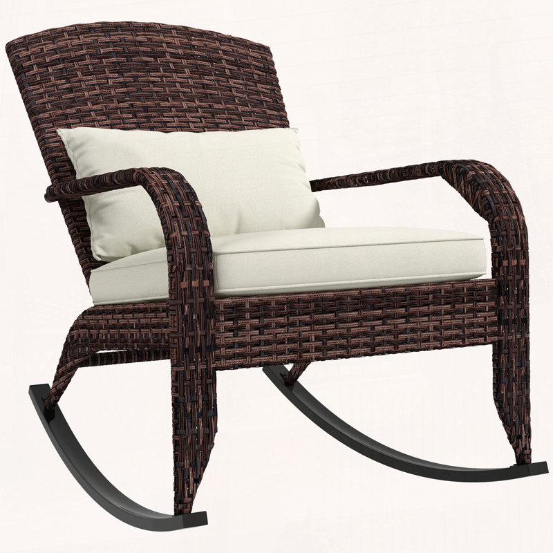 Chaise berçante en osier avec coussin de siège Outsunny