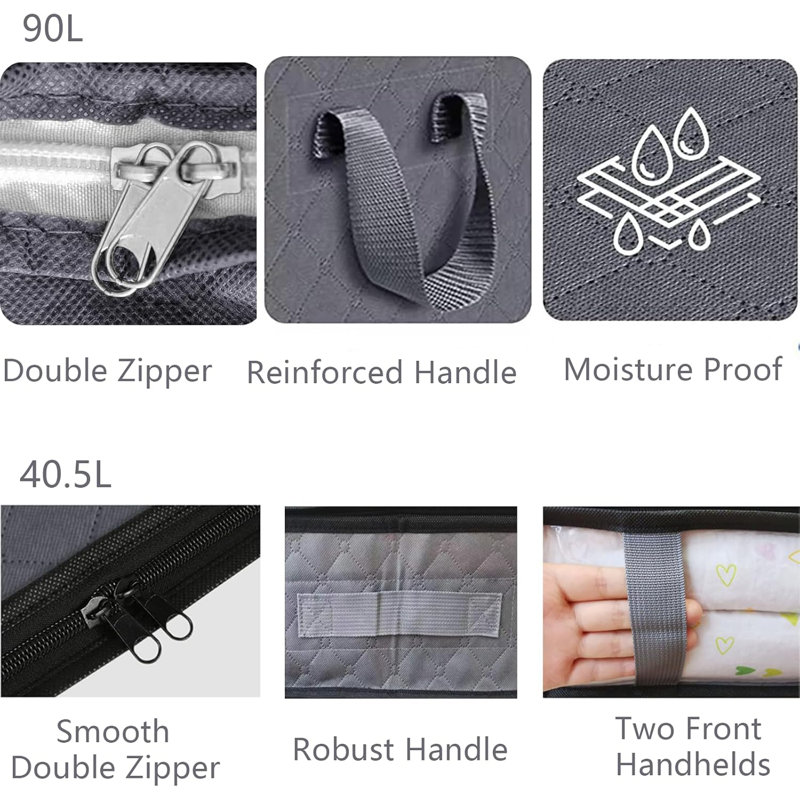 Foldable Storage Bags With Lids | 40.5L & 90L | Breathable Fabric | Reinforced Handles | Clear Window