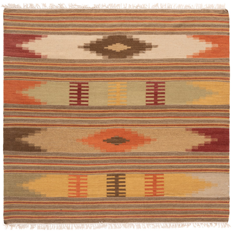 Bennett Southwestern Hand-Woven Wool Area Rug, Carré 5 pi
