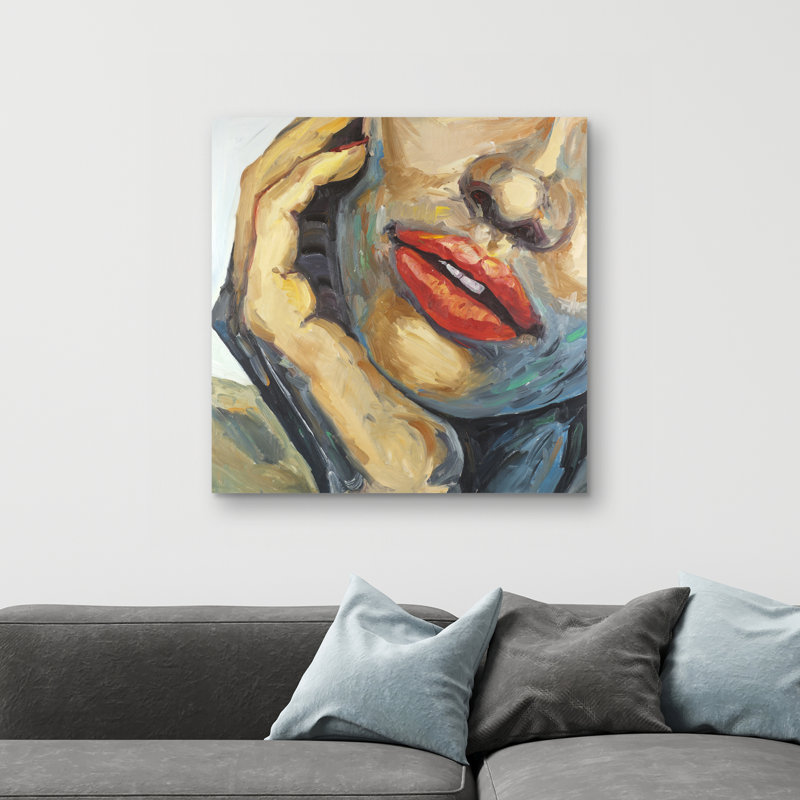 Irresistible lips closeup - 32"x32" art on canvas