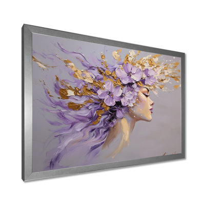 Lavender Fashion Woman In Bloom II - Woman Floral Wall Art