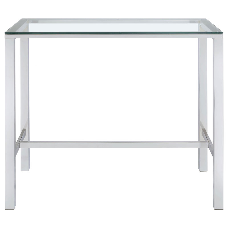 Heritage Design - Tolbert Rectangular 47-Inch Glass Top Pub Bar Table Chrome