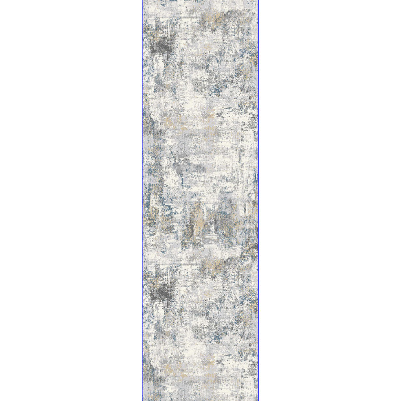 Tapis ivoire / bleu Matsuda 2.2X7.7, Tapis de couloir : 2 pi 2 po x 7 pi 7 po