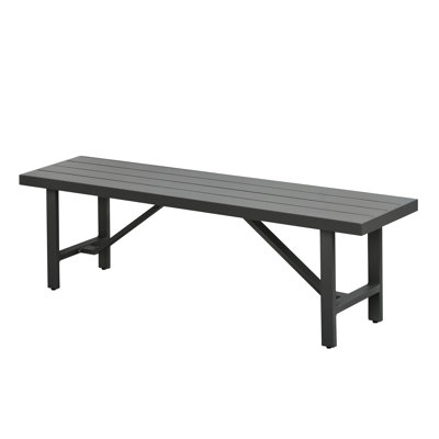 Aulander Outdoor Aluminum Dining Bench, Mocha