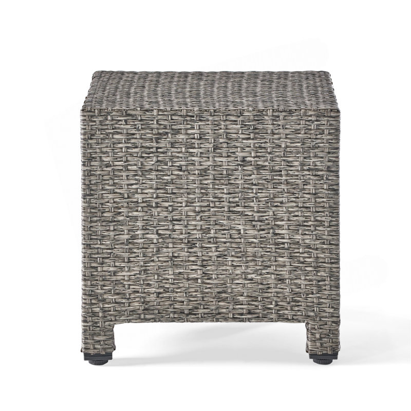 Charming Polyethylene Rattan Accent Table For Versatile Outdoor Décor, Black