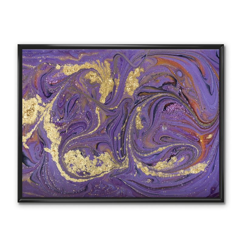 Marbré texture ondulée II - reproduction d'art sur toile, H 36 po x l 46 po x 1,5 po, Toile avec cadre noir