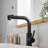 Modern Black Prep Sink Faucet With Pull Out Spray - Ceramic Filler, 360 Swivel For Kitchen And Bathroom Swivel, Stainless Steel, Classic Sinks-1733770779