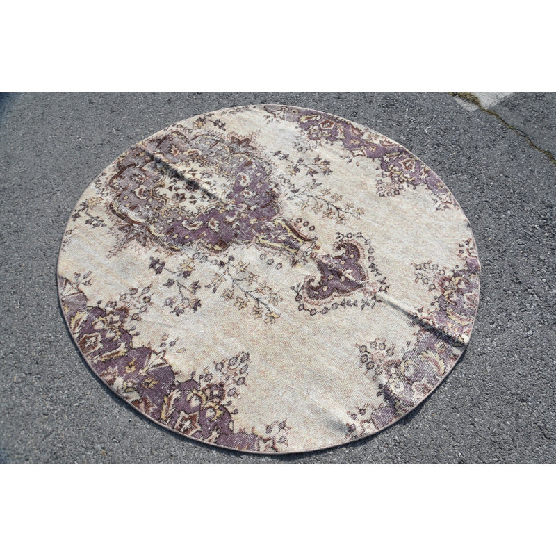 Tapis 5,6 x 5,6 pi, tapis marocains mauves, tapis vintage, tapis de luxe, tapis turcs