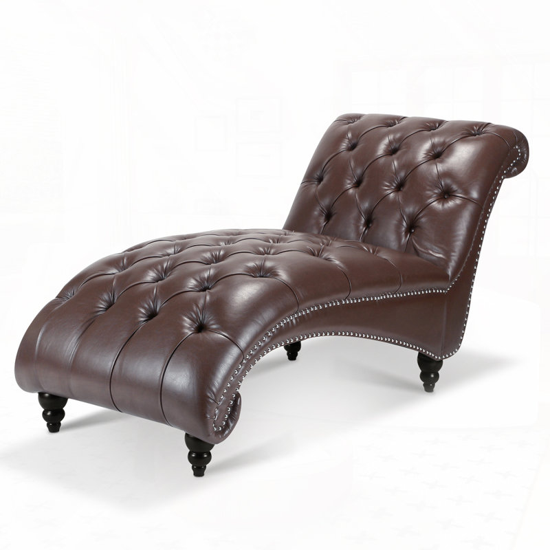 Chaise longue sans accoudoirs en similicuir Ambar, Similicuir brun foncé