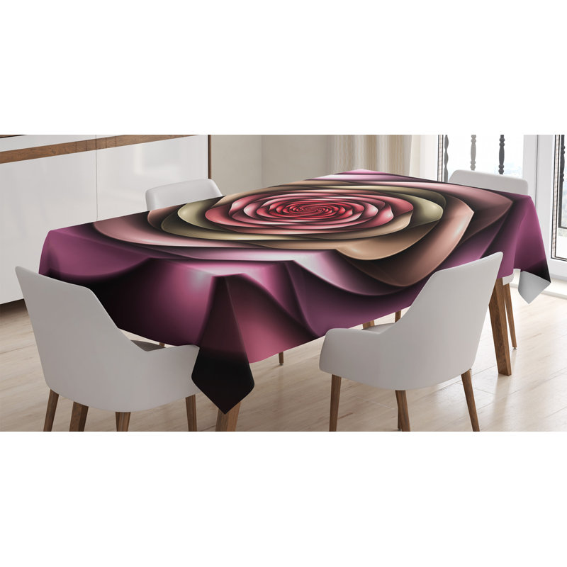 Ambesonne Spires Tablecloth, Rose Petals Curved Winds Around Fixed Center Point At Increasing Digital Design, Rectangular Table Cover For Dining Room Kitchen Decor, 52" X 70", Multicolor