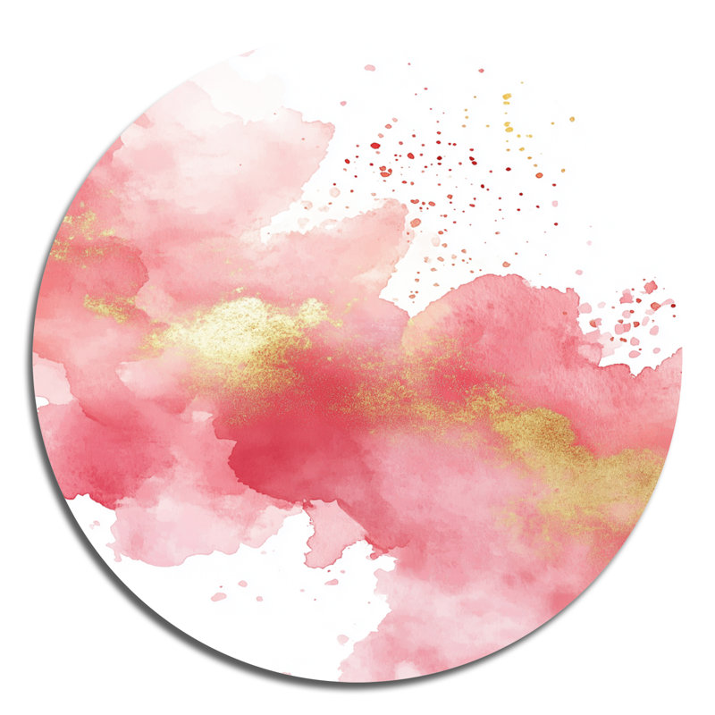 «Soft Blush Radiance» - art mural rond abstrait en métal, L 16 po x H 16 po