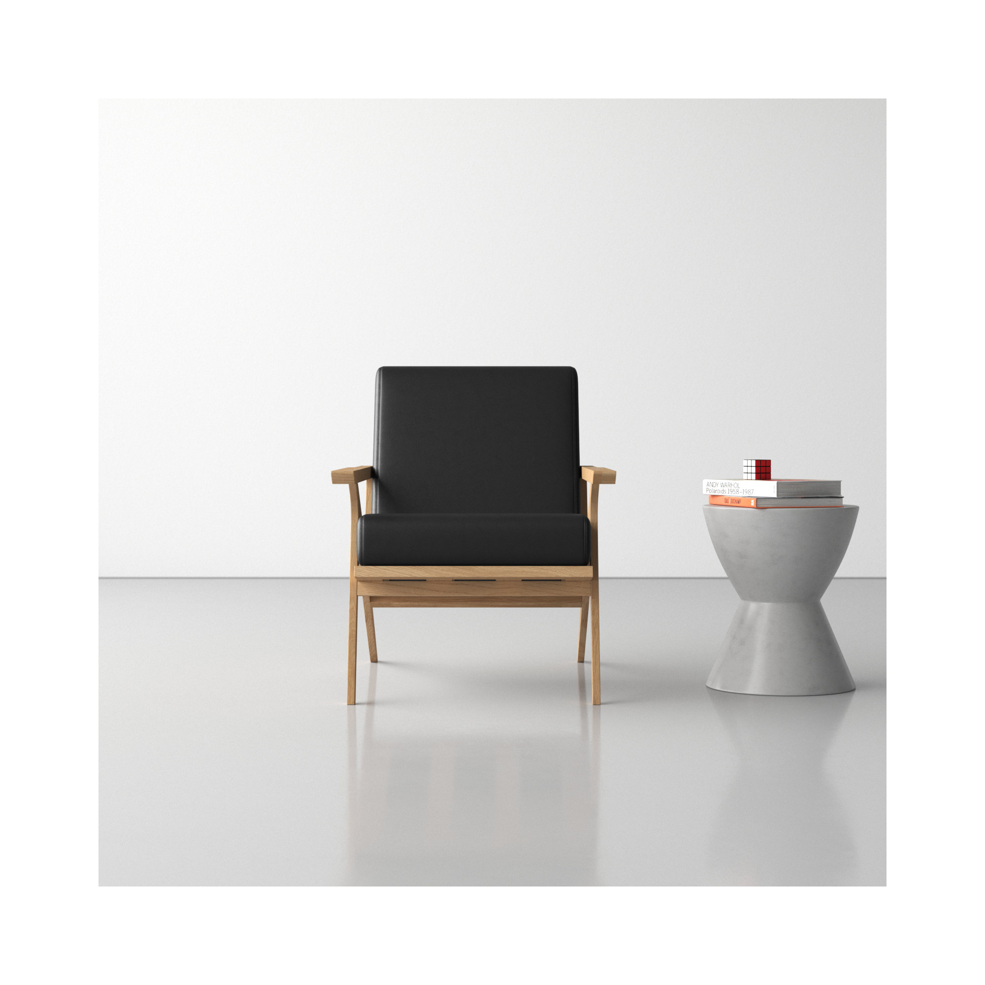 Mads Genuine Leather Armchair, Black