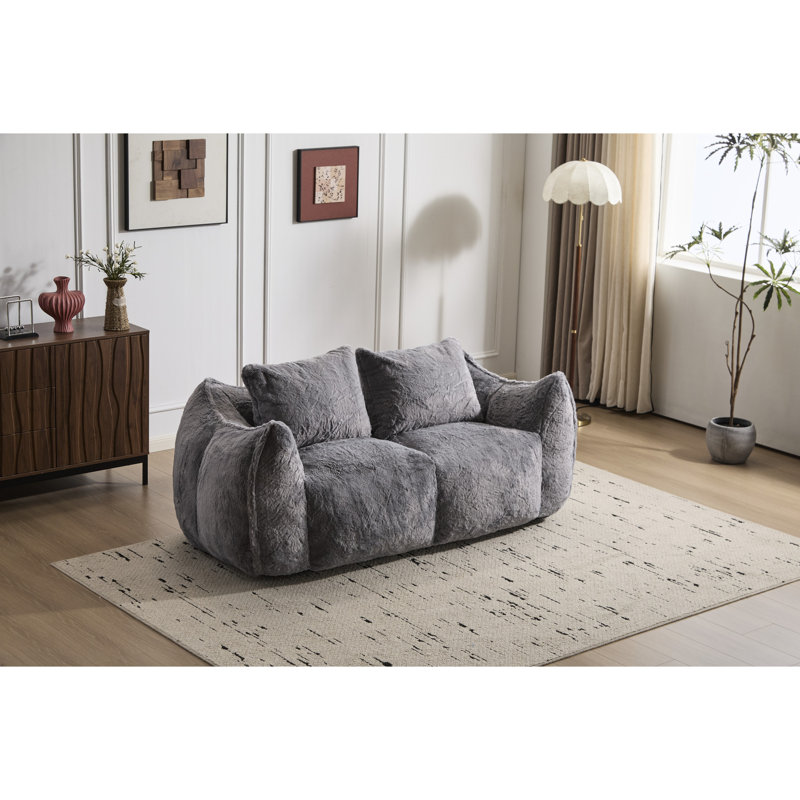 Upholstered 42.65 " Faux Fur Loveseat