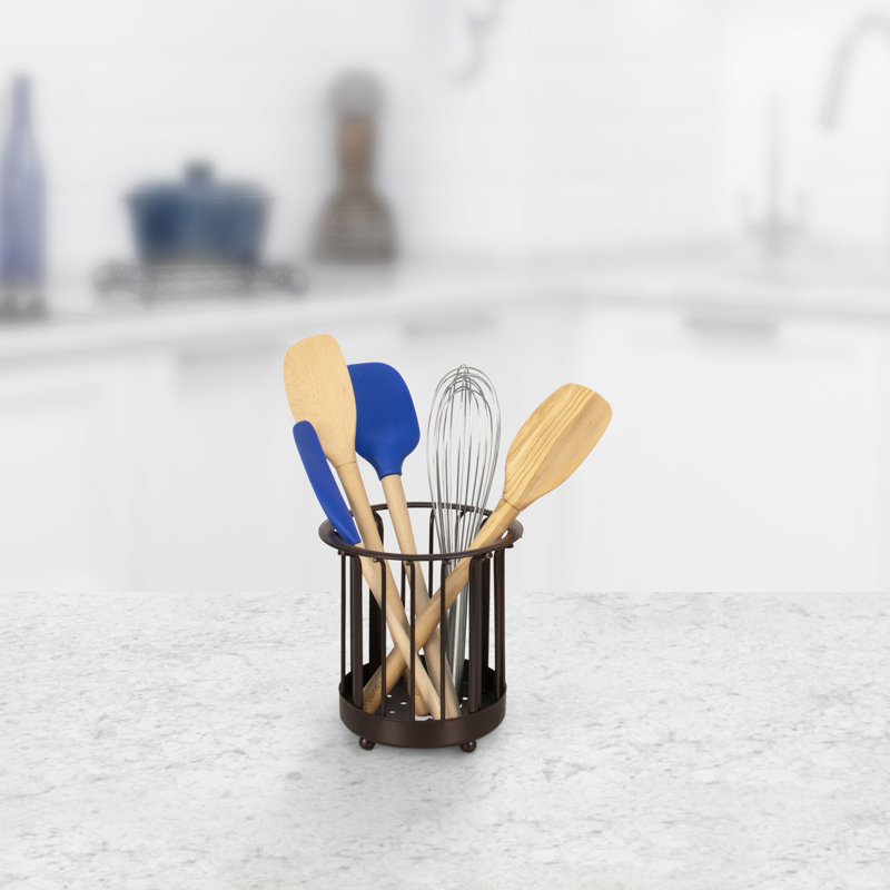 Stainless Steel Round Utensil Crock, Bronze