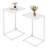 2-Pack White C-Shape Lateral Side Table - Sturdy Triangular Frame & Adjustable Feet, Space-Saving End Table For Sofa, Bedroom & Office