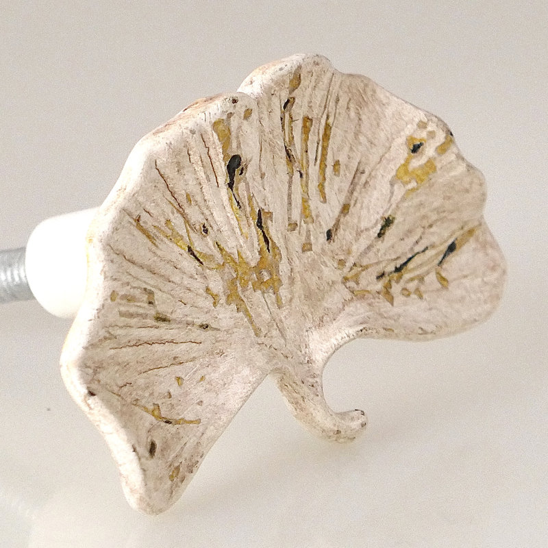Whitewashed Gingko Leaf Knob
