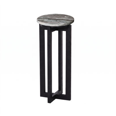 Round Marble Wood Cross Leg Drink Table