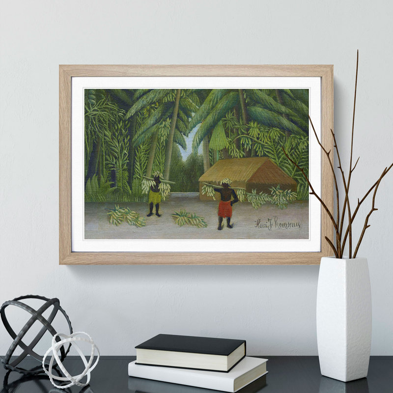 Banana Harvest by Henri Rousseau - Picture Frame Painting, 48cm H x 65cm W x 2cm D, Oak Framed