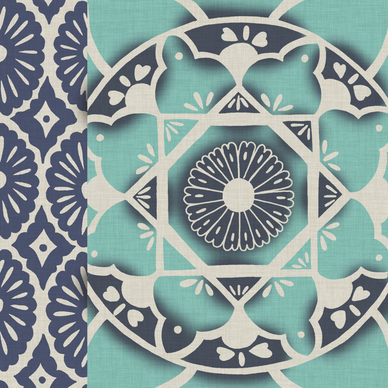 " Blue Batik Tile II " by Chariklia Zarris, 12" H x 12" W x 1.25" D