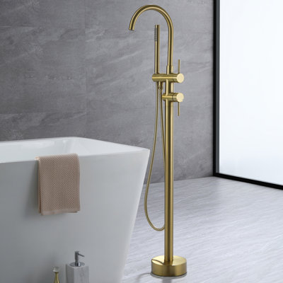 304 Stainless Steel Freestanding Tub Faucet With Handheld Shower