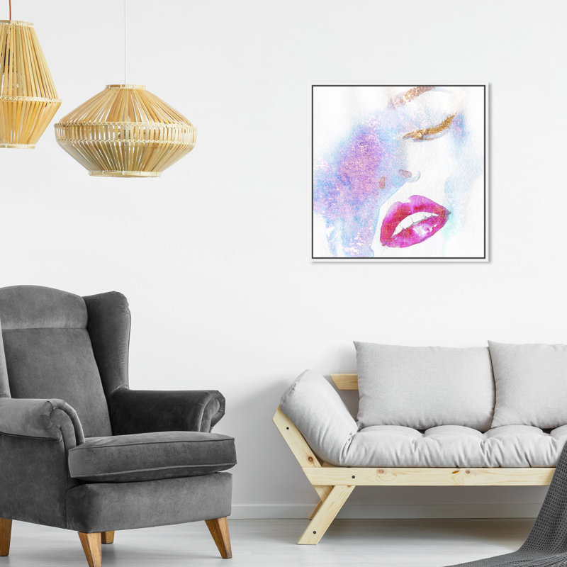 Magie D'Or - Peinture sur toile, H 16 po x l 16 po, Cadre blanc