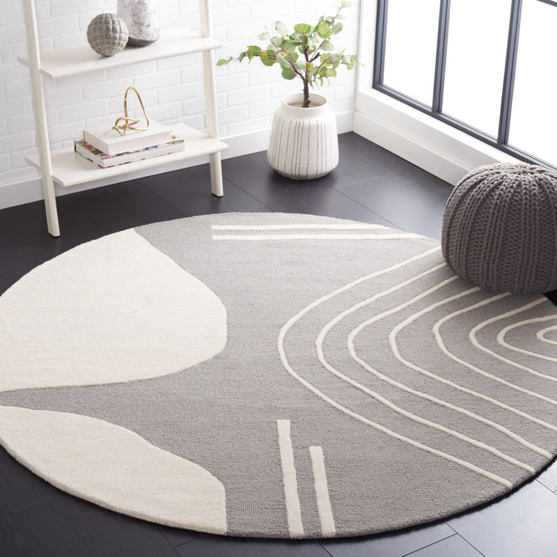 Tapis gris / ivoire Arabelle 860, Rond 6 pi