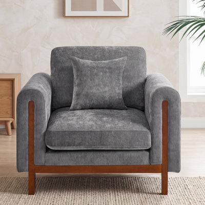 Fauteuil rembourré 43,7 po, fauteuil d'appoint moderne surdimensionné avec accoudoirs rembourrés pour la chambre à coucher du salon