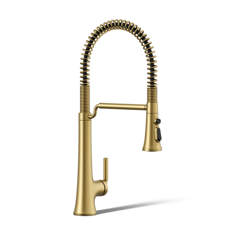 Kohler Tone Single Handle Semi-Professional Pre-Rinse Kitchen Sink Faucet with Three-Function Pull Down Sprayer