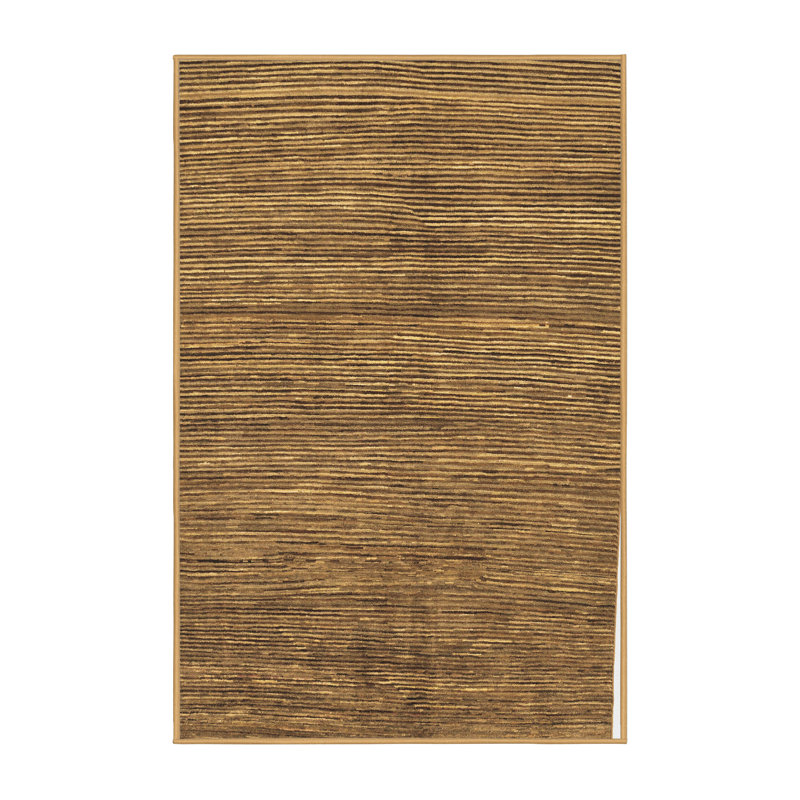 Tapis rectangulaire abstrait fabriqué à la machine 3 pi x 5 pi jaune / brun