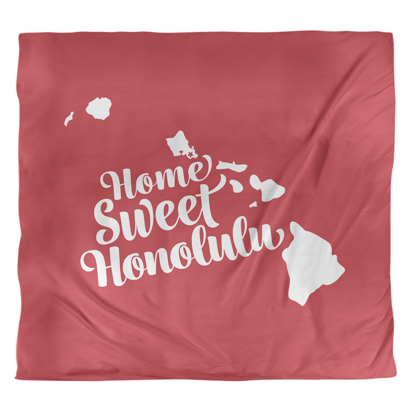 Housse de couette honolulu hawaii, Polyester brossé, Housse de couette pour très grand lit, Rouge