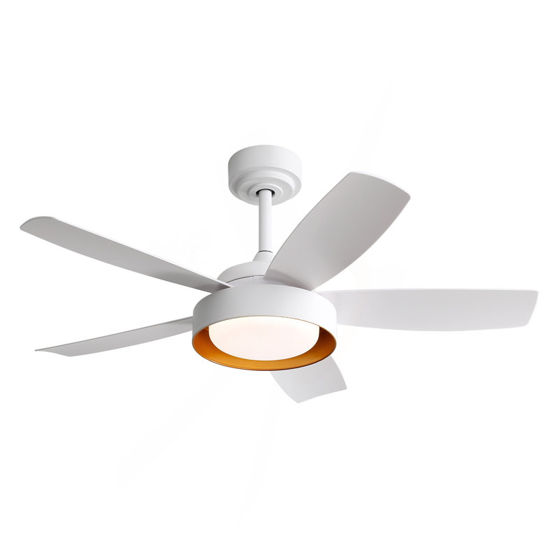 42 Inch Ceiling Fans With LED Light 22W And Remote Control 6 Wind Speed Reversible DC Motor White For Bedroom