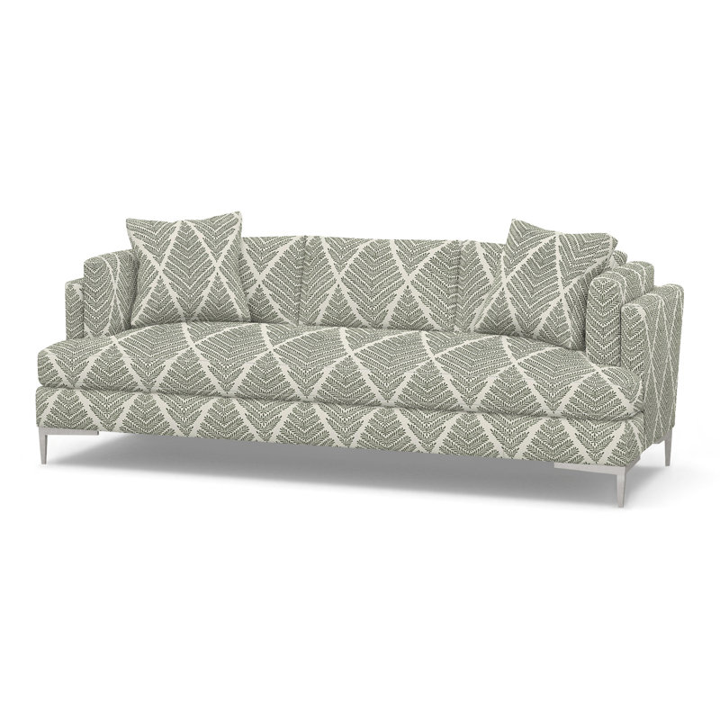 Aiden Upholstered 90.5'' Sofa, Polished Stainless, Perigold Emmeline Moss