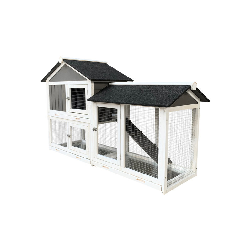 Cage à lapin avec grand compartiment et plateau amovible facile à entretenir pour animaux de compagnie