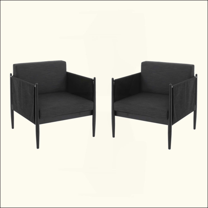 Ensemble de 2 fauteuils club d'extérieur modernes en aluminium avec coussins résistants à l'eau et structure robuste