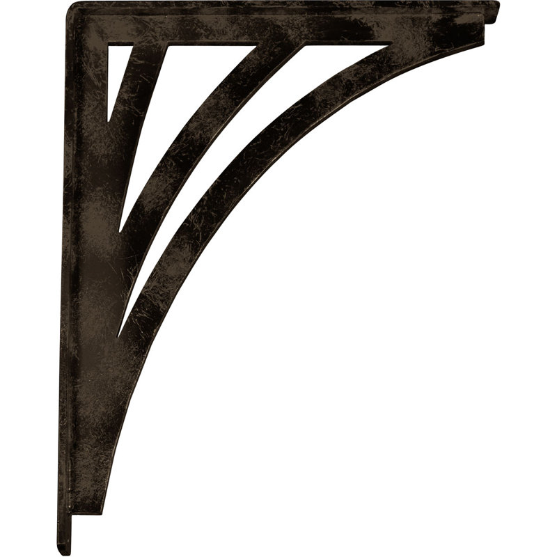 Nevio Wrought Iron Bracket, 15" H x 1.5" W x 12" D, Antiqued Brass