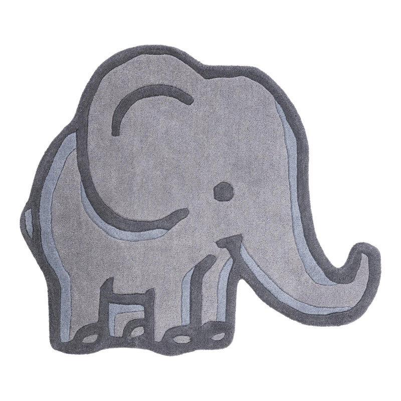 Tapis en laine Unique Loom Elephant Playtime, Nouveauté 3 pi 1 po x 3 pi 6 po