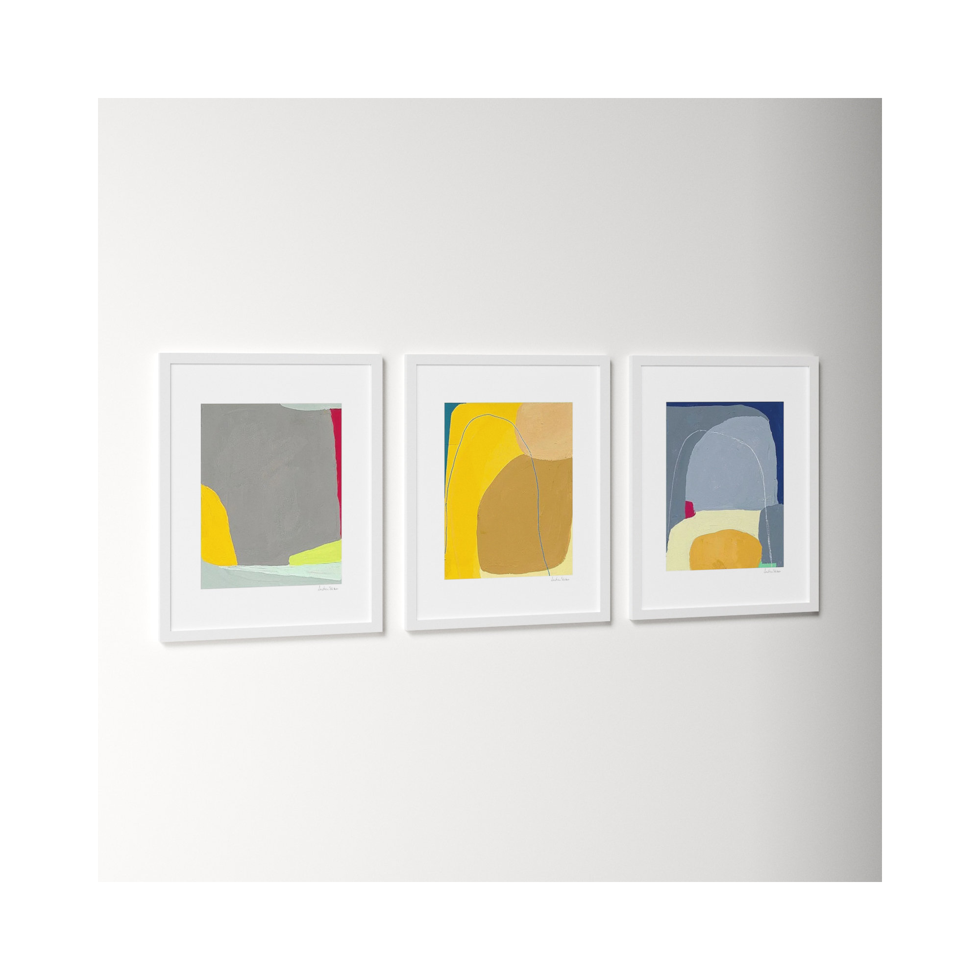 Color Meditation Trio 2. Set Of 3 by Andrea Stokes, White Framed, 50" H x 40" W x 1.25" D