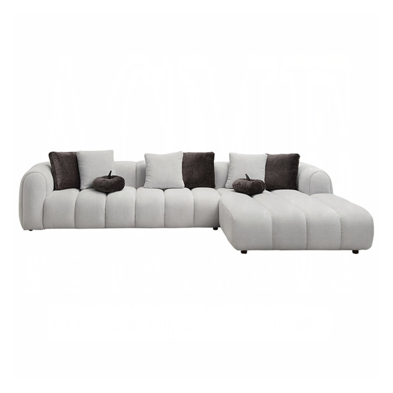 Canapé modulaire revêtu de lin avec 8 coussins en blanc ivoire