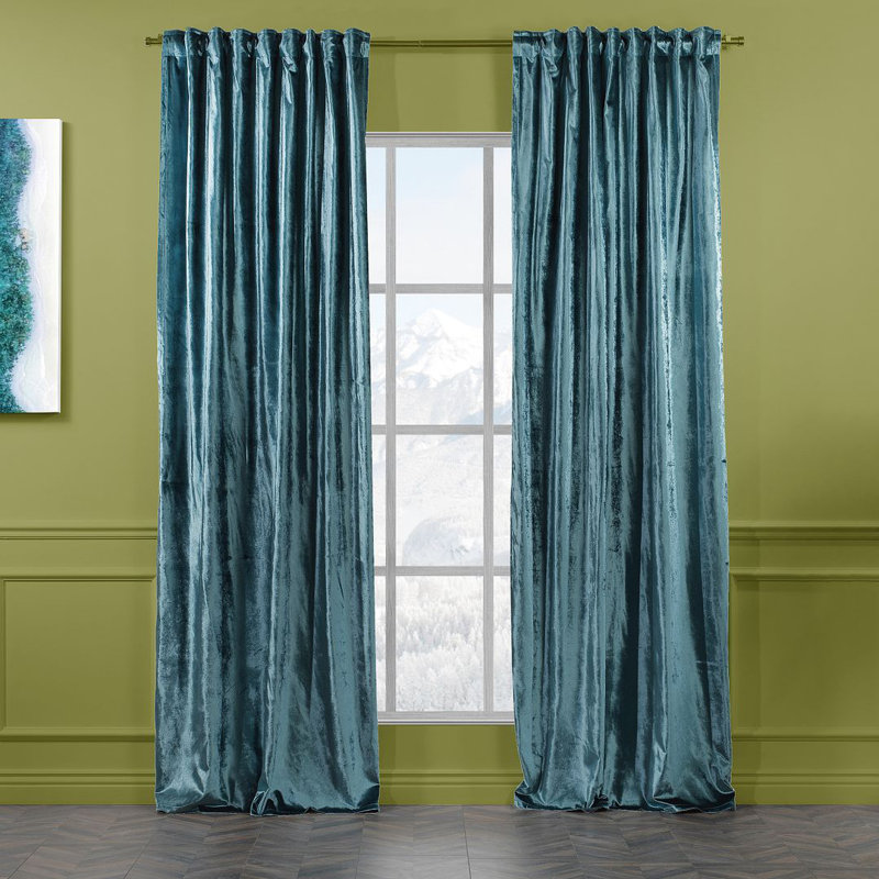 Extra Long & Extra Wide Shiny Velvet Curtain Panel (customized), 140cm Width x 145cm Drop, Air Force