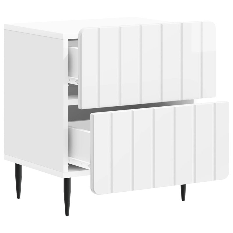 43cm W Manufactured Wood Bedside Table, High Gloss White