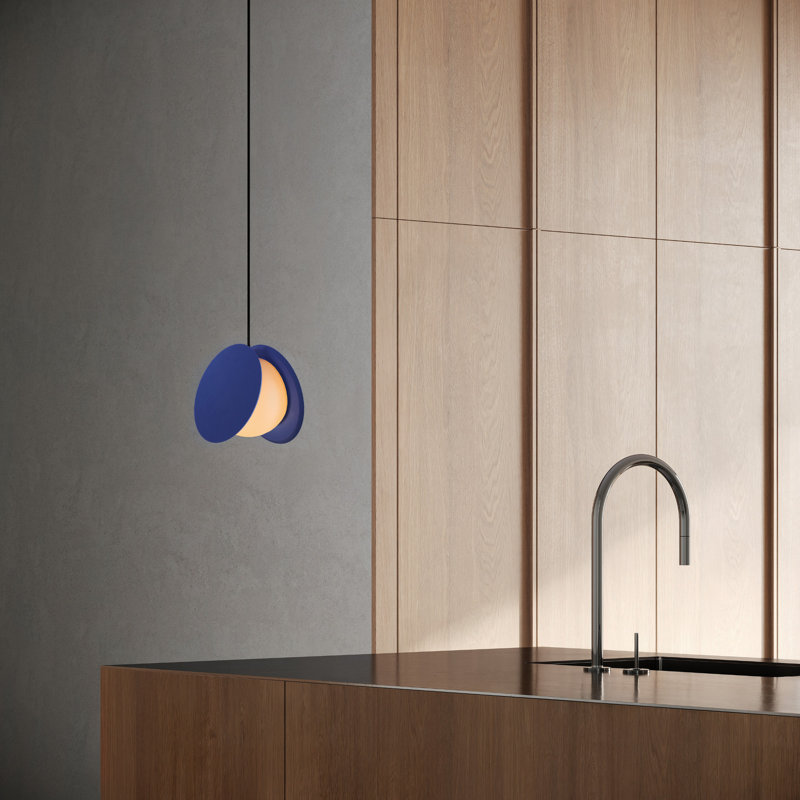 Pendulum Pendant Light, Black, Cobalt, 14" H x 9.69" W x 8.03" D