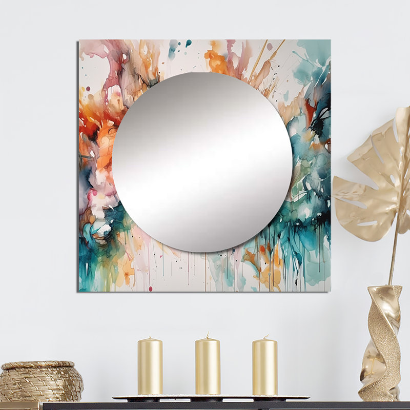 «Erris» - miroir carré abstrait pour décoration murale, 29 po x 29 po
