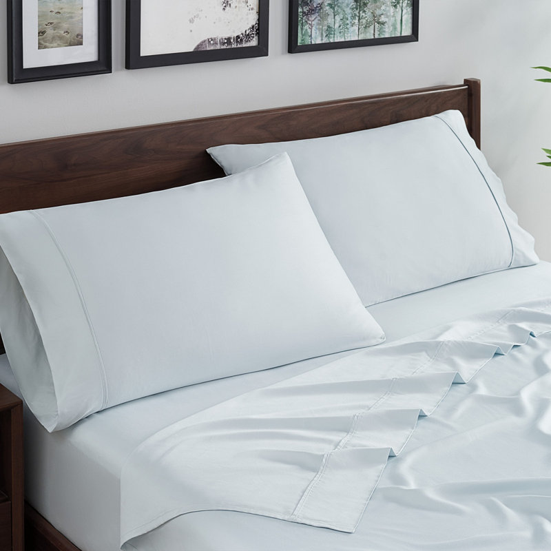 Rayon Solid Colour Sheet Set, Blue, Queen