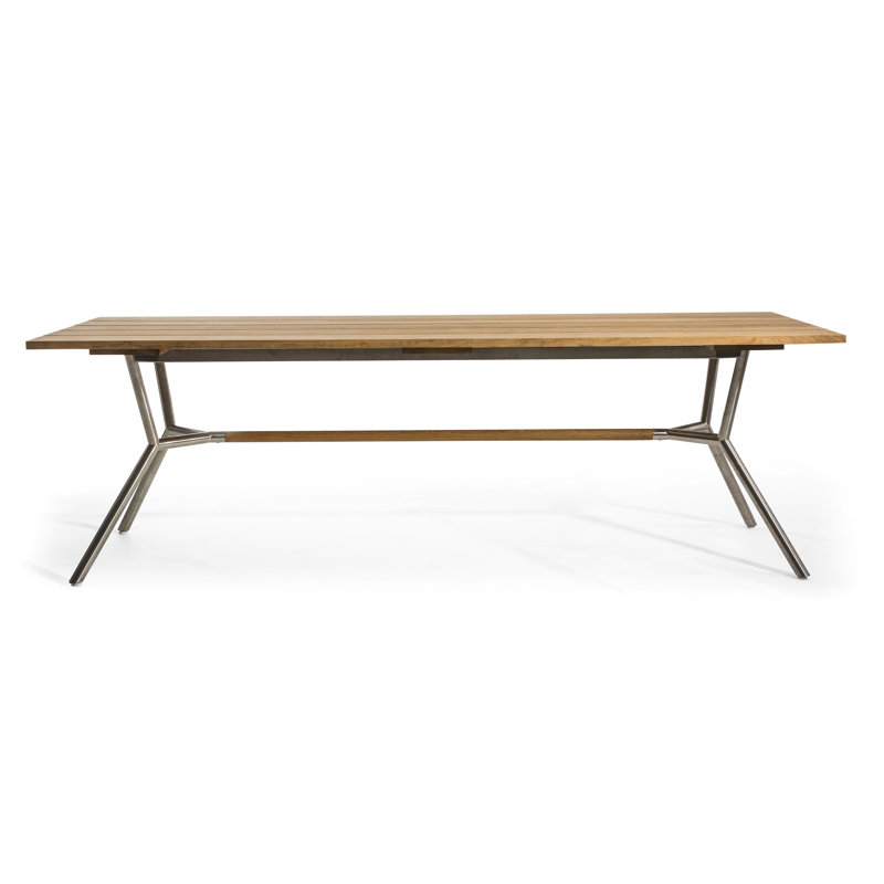 Table de salle à manger Reef, Teck, Acier Inoxydable, H 29,13 po x l 70,88 po x P 39,38 po